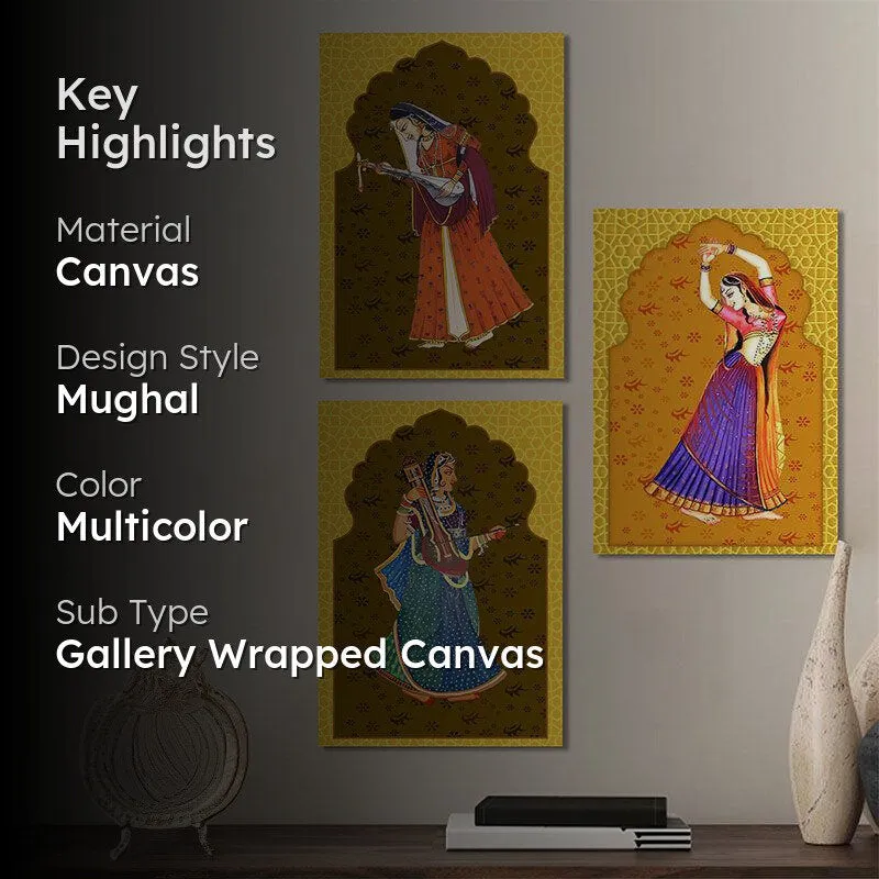 Mohini Natya Canvas Wall Painting - Set Of Three media 2