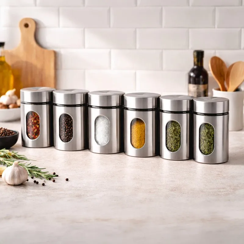 Clear Fresh Stainless Steel Jar (300 mL Each) - Set Of Six media 1