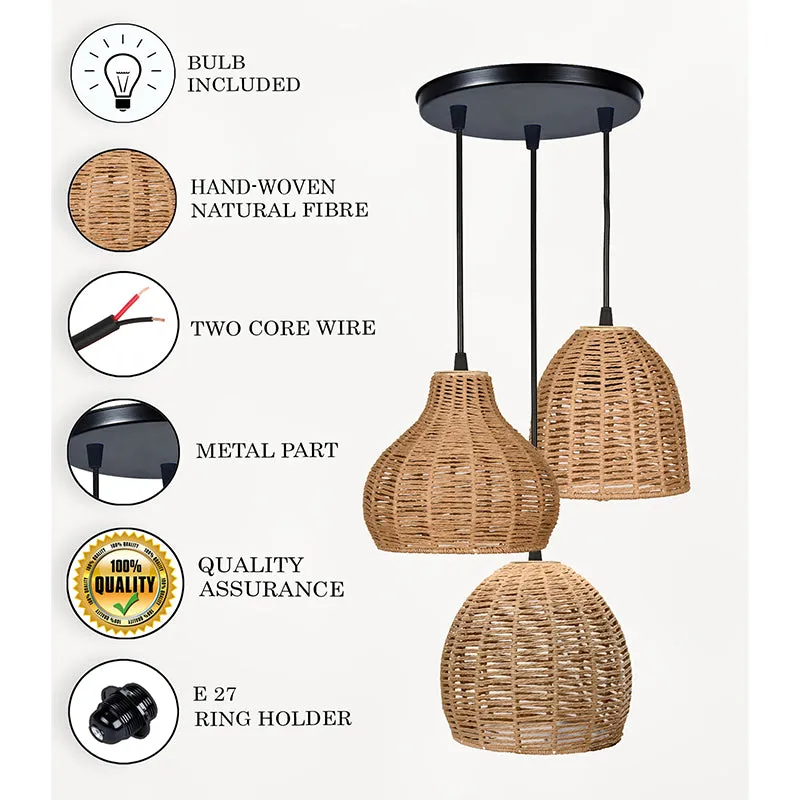 Wickra Rattan Cluster Raffia Ceiling Lamp media 5
