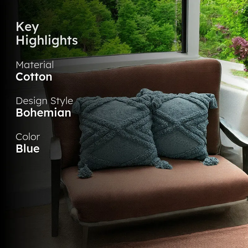 Squish & Stitch Tufted Cushion Cover (Blue) - Set Of Two media 2