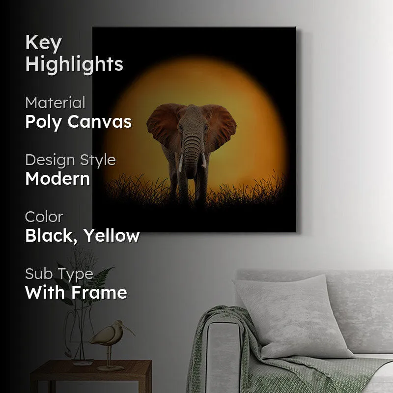 Elephant At Sunset Wall Painting media 2