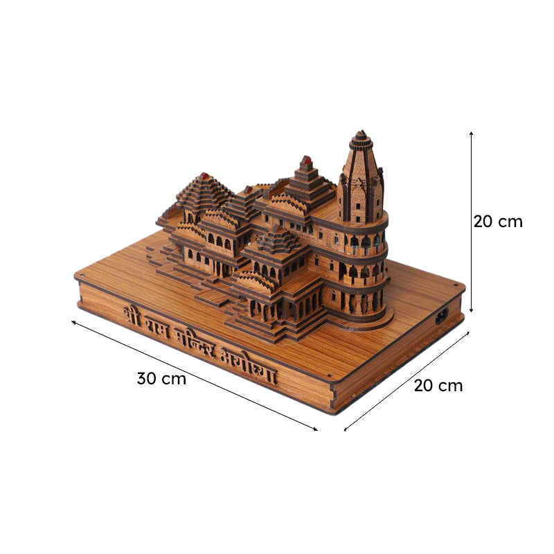 Divine Teal Wood Ram Mandir Showpiece media 8