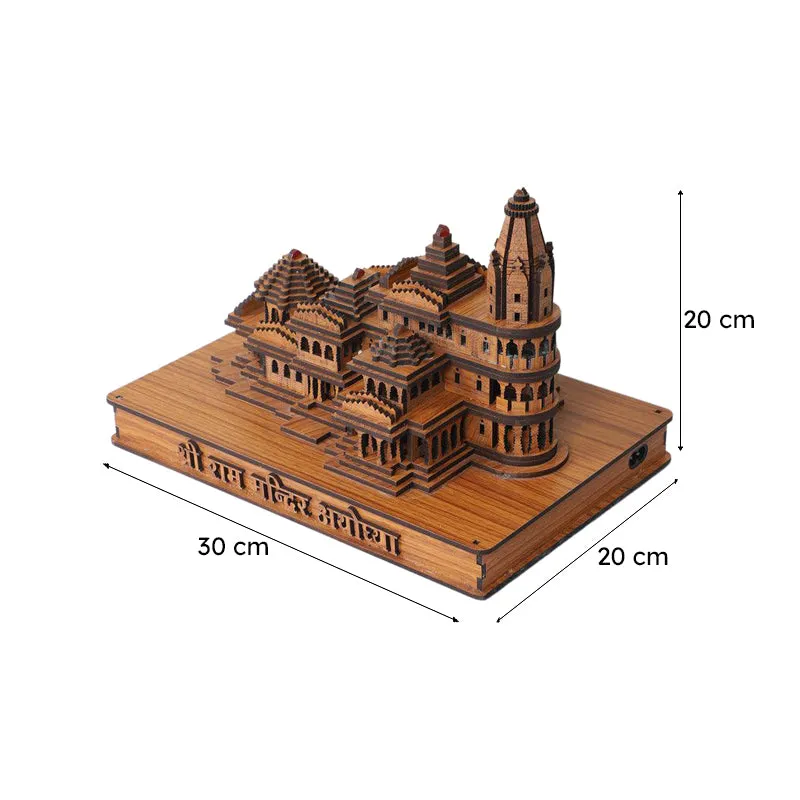 Divine Teal Wood Ram Mandir Showpiece media 8