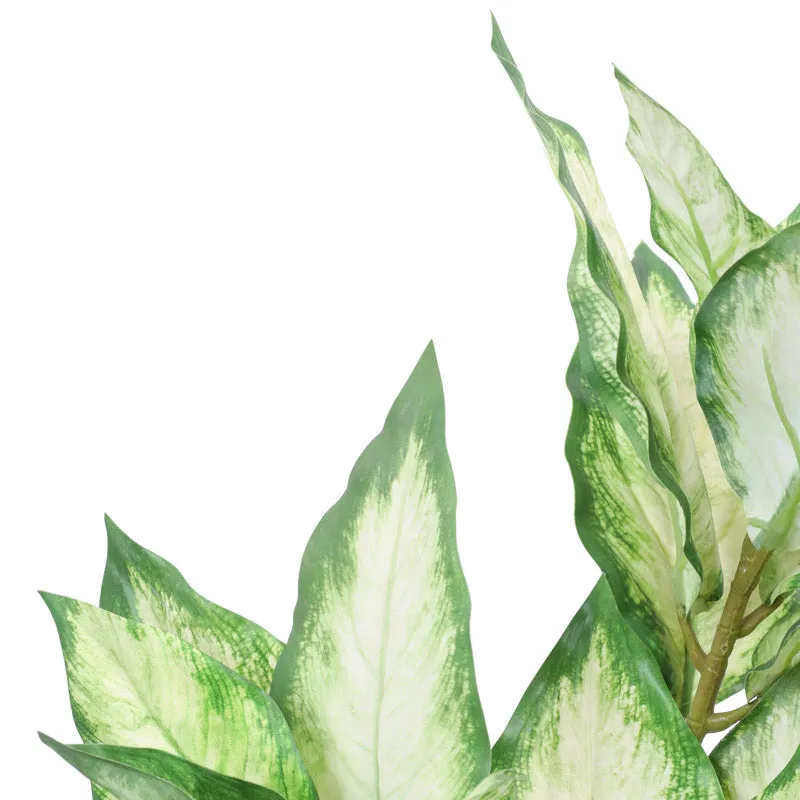Artificial Realistic Variegated Dieffenbachia With Black Plastic Pot - Green media 6