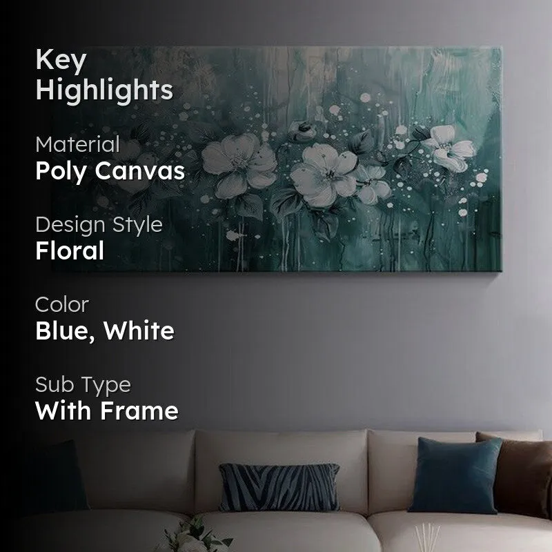 Teal and White Botanical Wall Painting media 2