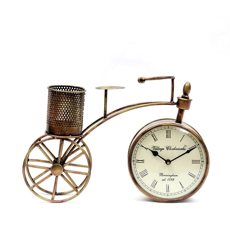 Vintage Cycle Charm Metal Table Clock media 3