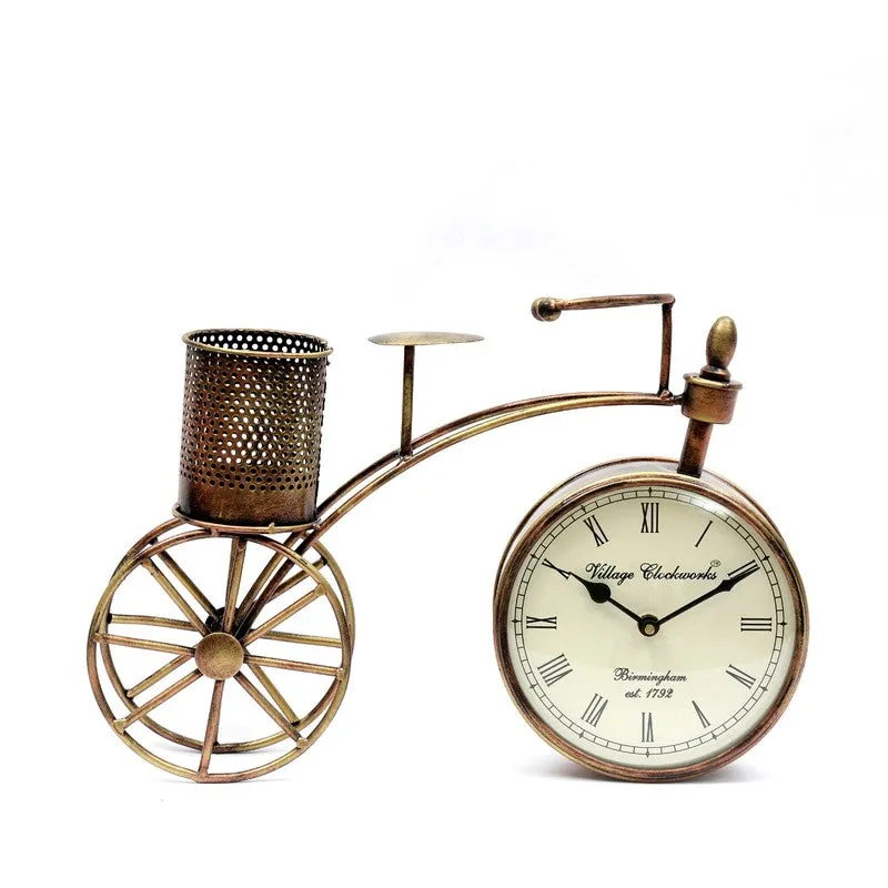 Vintage Cycle Charm Metal Table Clock media 3