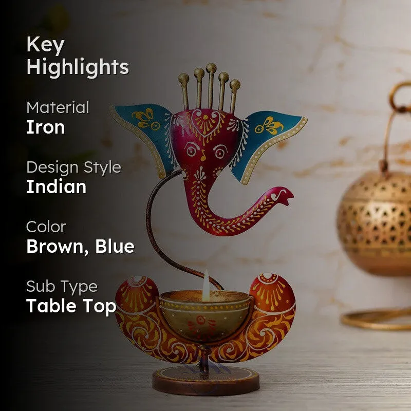 Aureum Glow Premium Candle Holder - Brown,Blue media 2