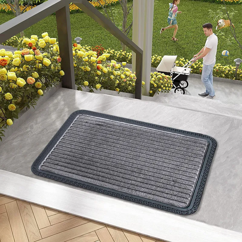 Cara Stripe Rubber Door Mats - Grey media 3
