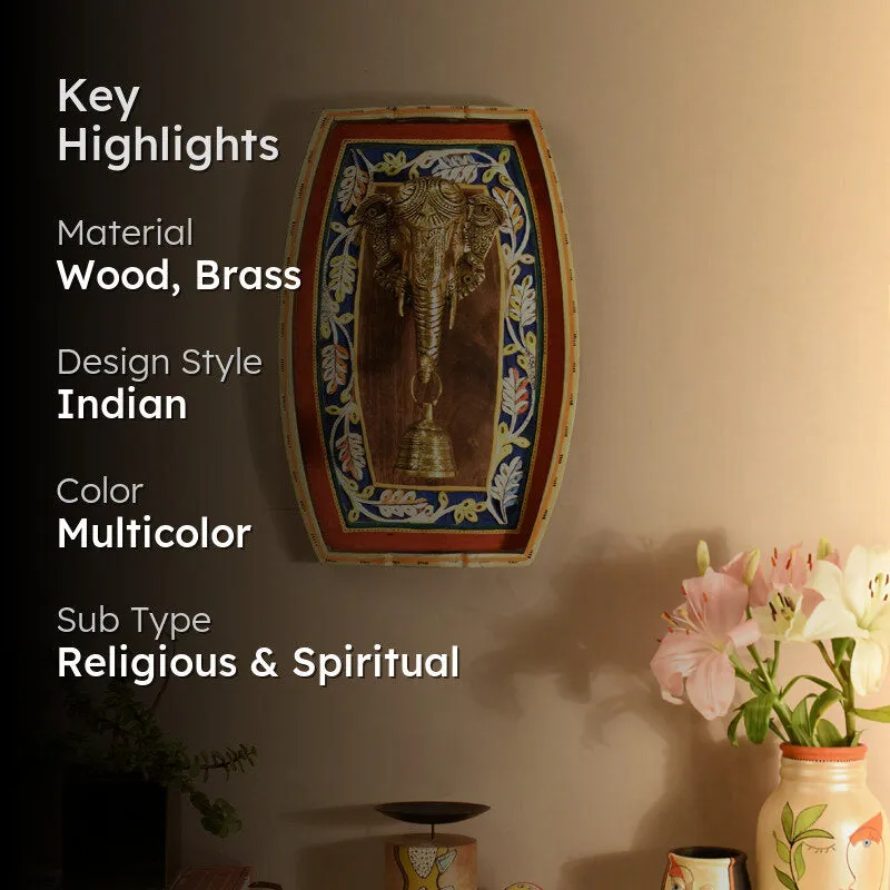 Divine Ganesha Brass Wall Art With Wooden Frame media 2
