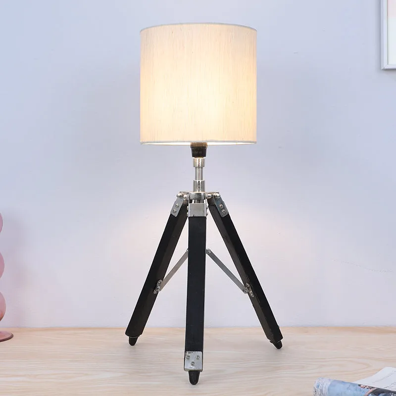 Lucciola Fold Solid Tripod Mango Wood Table Lamp - White,Black media 2