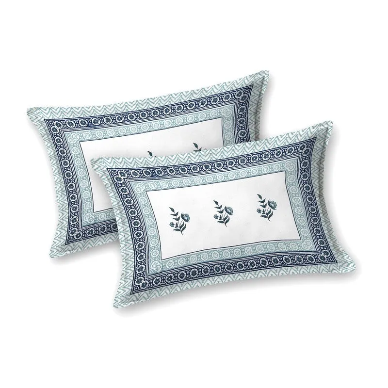 Gardenva Cotton Bedsheet (Blue,White) - 240 TC media 4