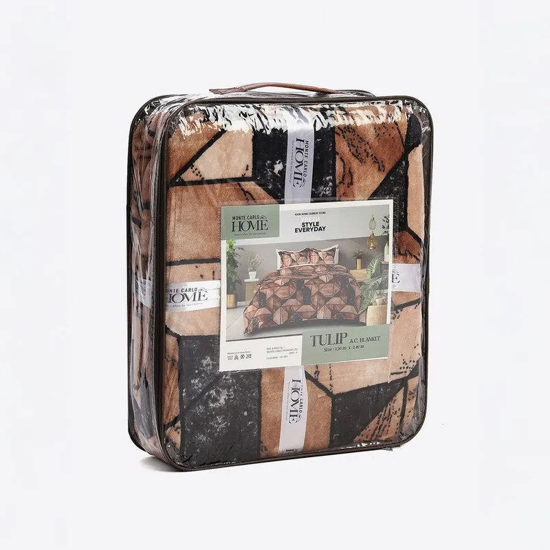 Monte Carlo Leafira Abstract Print Polyester Blanket (Brown) - 300 GSM media 7