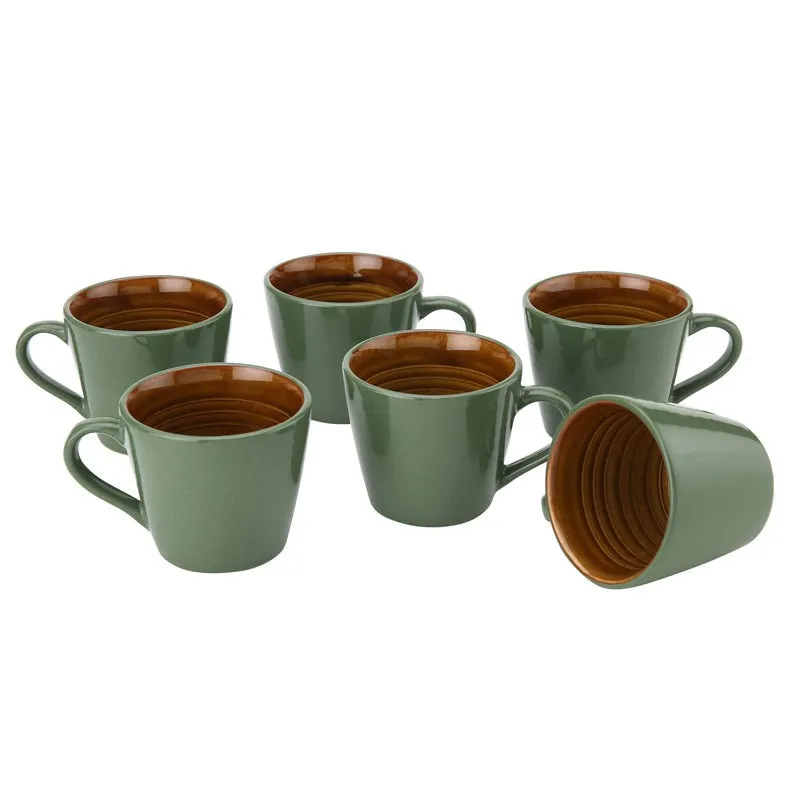 Karvaa Ceramic Tea Cup (175 mL Each)/Olive Green)- Set of Six media 3