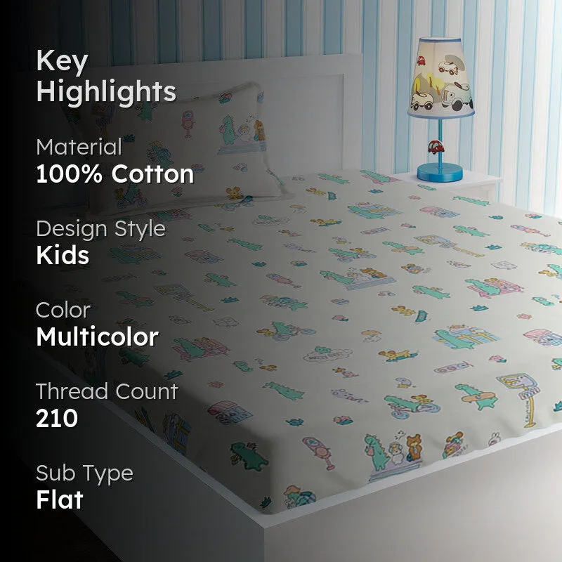 Dino City Kids Cotton Bedsheet - 210 TC media 2