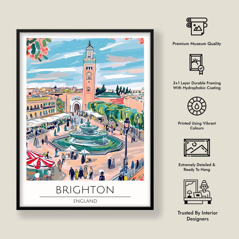 Vintage Brighton Framed Canvas Wall Painting media 8