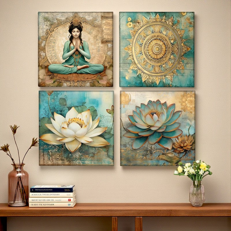 Padma Meditation Canvas Wall Art - Set Of Four media 3