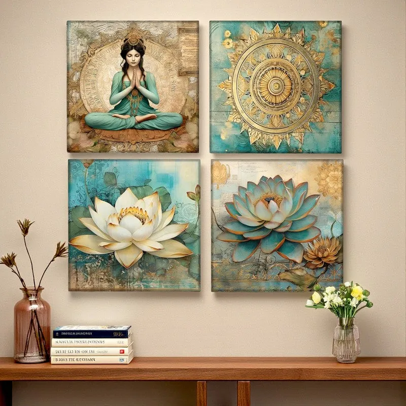 Padma Meditation Canvas Wall Art - Set Of Four media 3