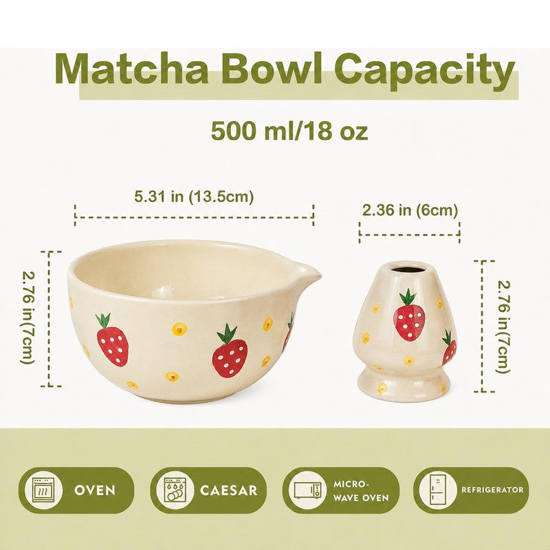 Sakura Ceramic Matcha Bowl & Whisk Holder Set (450 mL) - Two Piece Set media 9