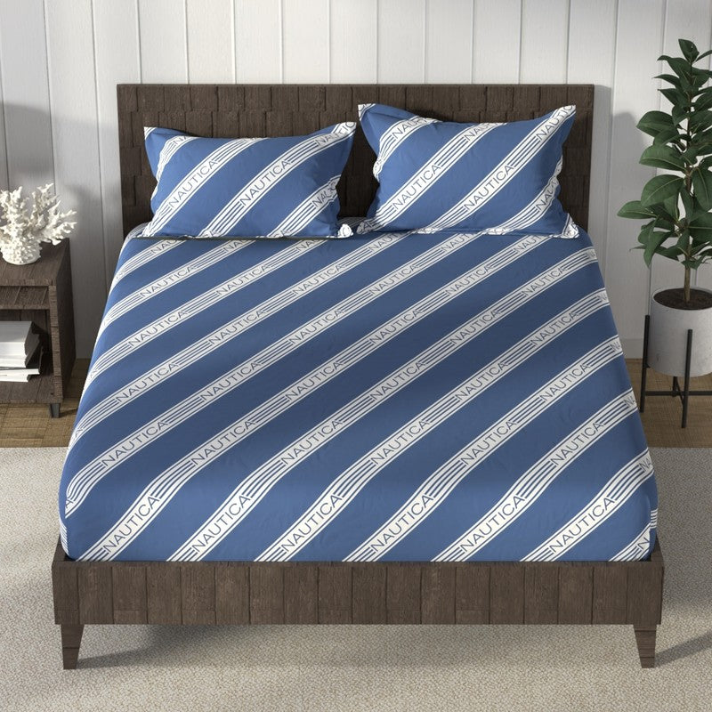 Nautica Cove Cotton Bedsheet (Silver Grey) - 160 TC media 3