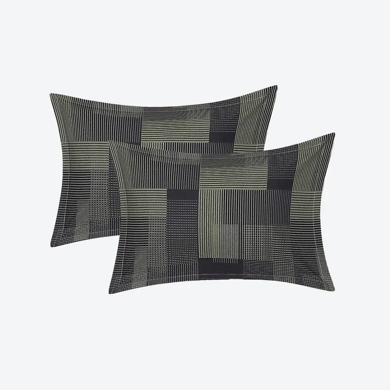Monte Carlo Checkora Cotton Bedsheet (White,Olive Green) - 104 TC media 9