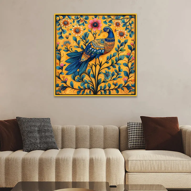 Vibrant Mayukha Canvas Wall Painting With Frame - Gold media 4