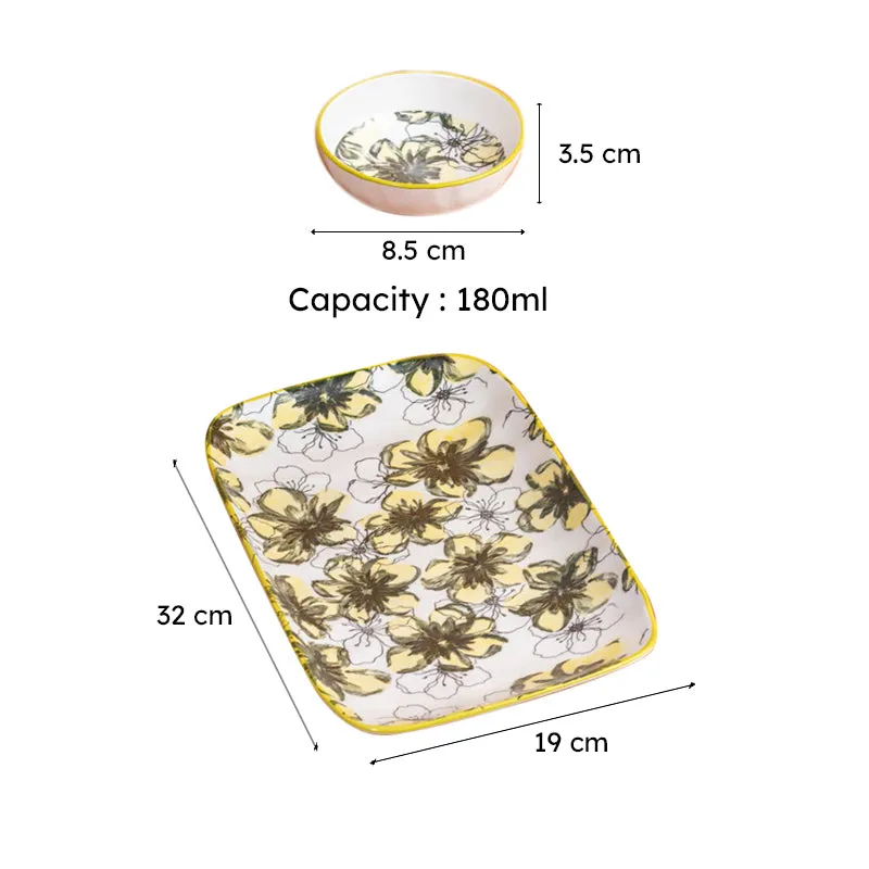 Aqua Leaf Porcelain Platter - Four Piece Set media 7