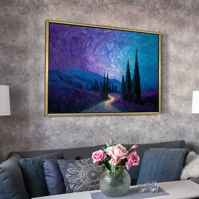 Nocturne Trail Canvas Wall Painting With Frame media 6