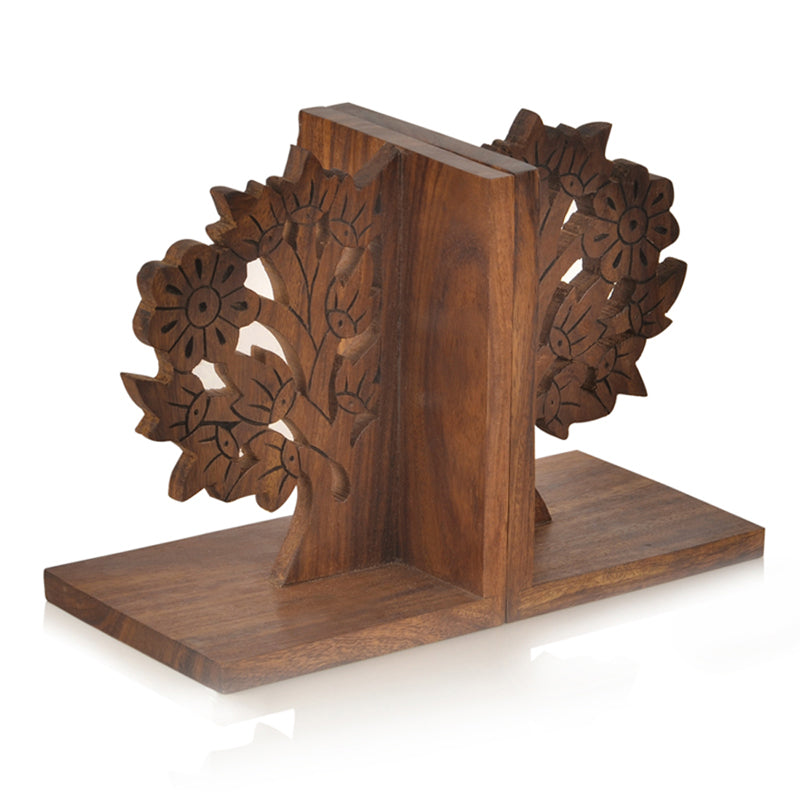 The Story Grove Handcarved Sheesham Wood Book End - Set Of Two media 4