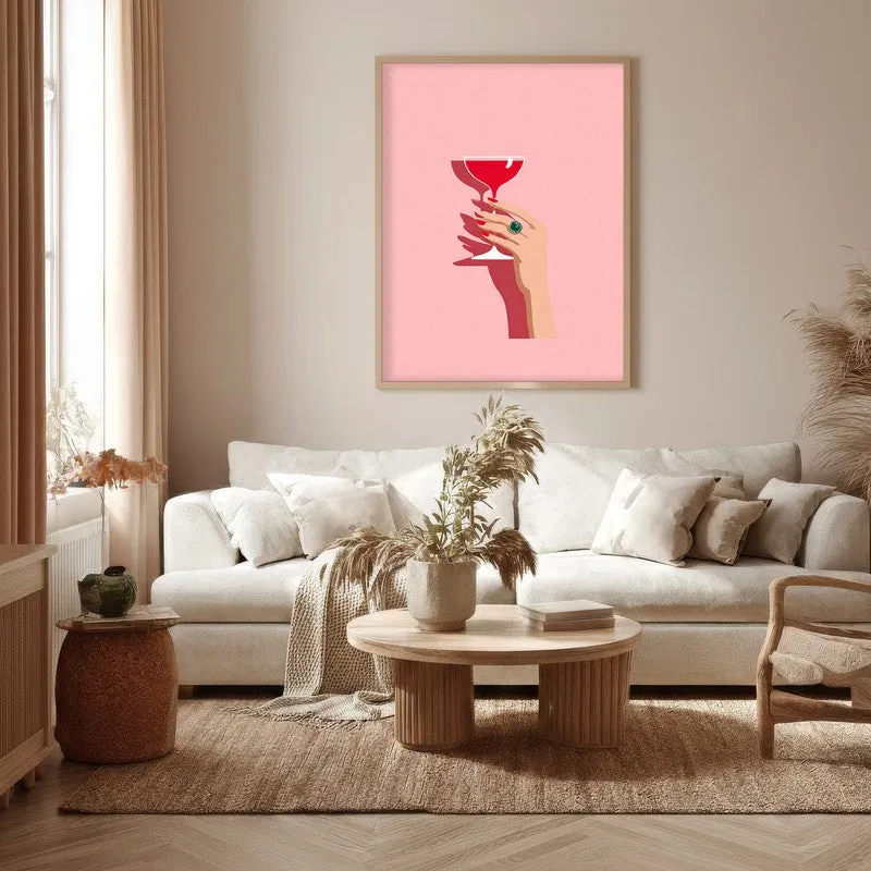 Pink Palette Canvas Wall Painting - Brown Frame media 5