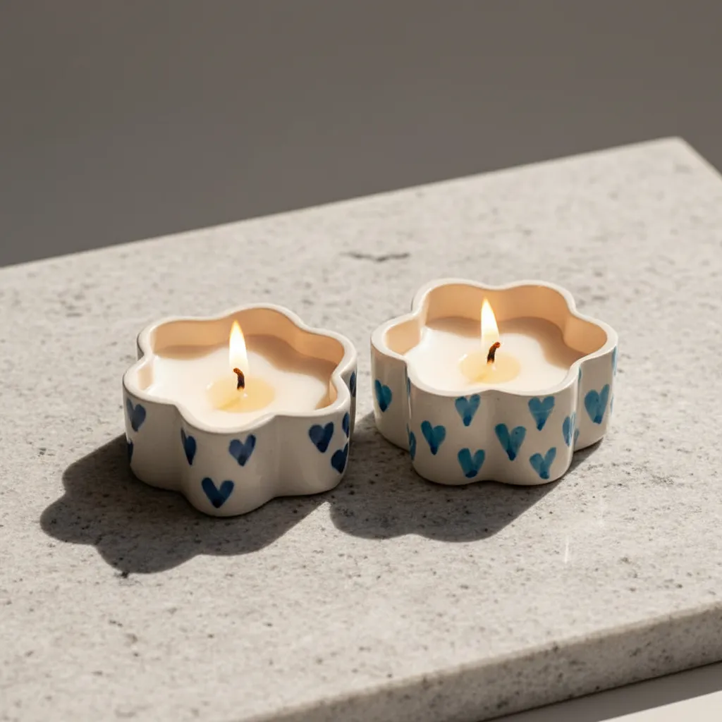 Heart Flower Active Breeze Scented Candle - Set Of Two media 1