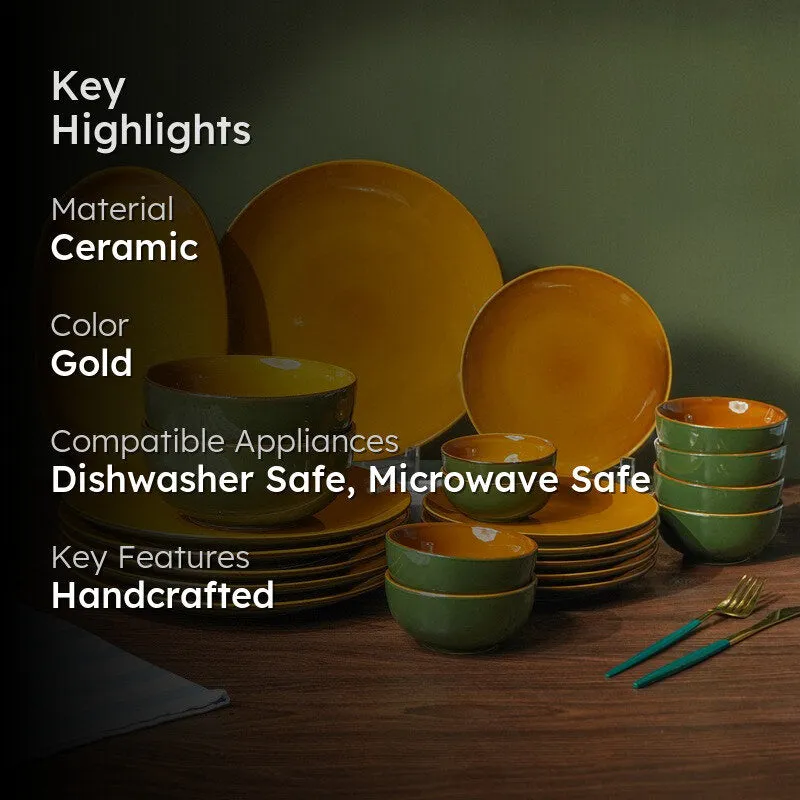 Golden Ceramic Dinner Set - 23 Piece Set media 2