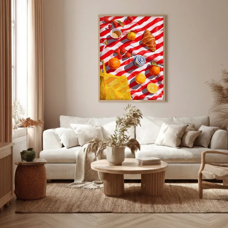 Azure Feast Canvas Wall Painting - Brown Frame media 5