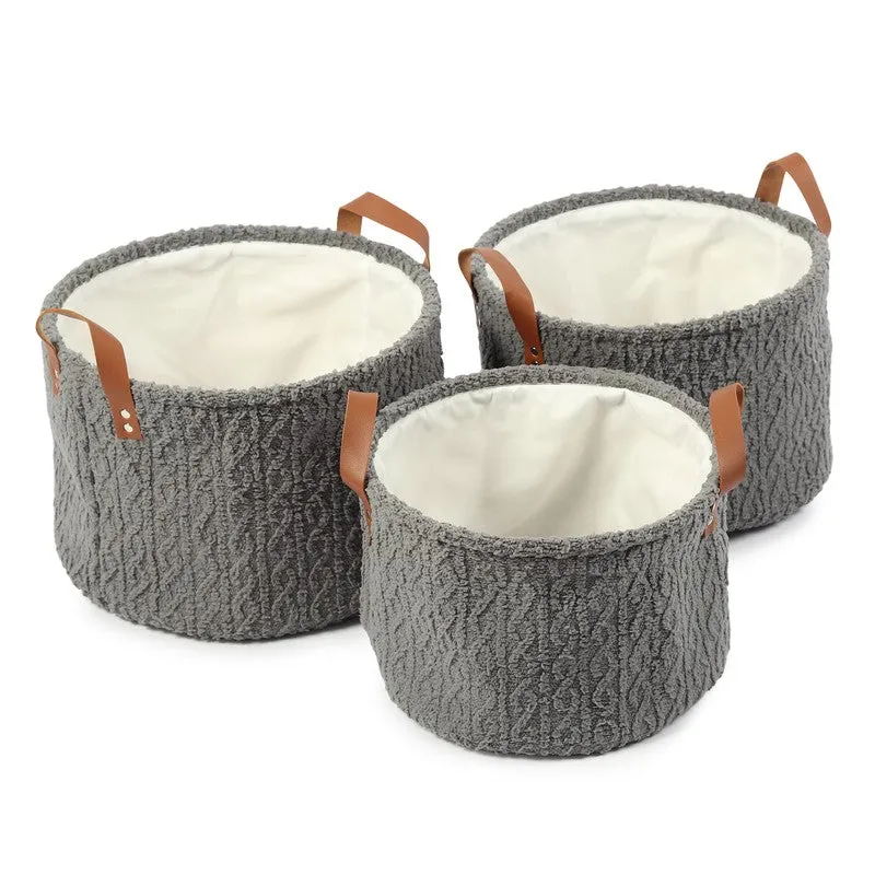 LineNest I Fabric Storage Basket (Black) - Set of Three media 4