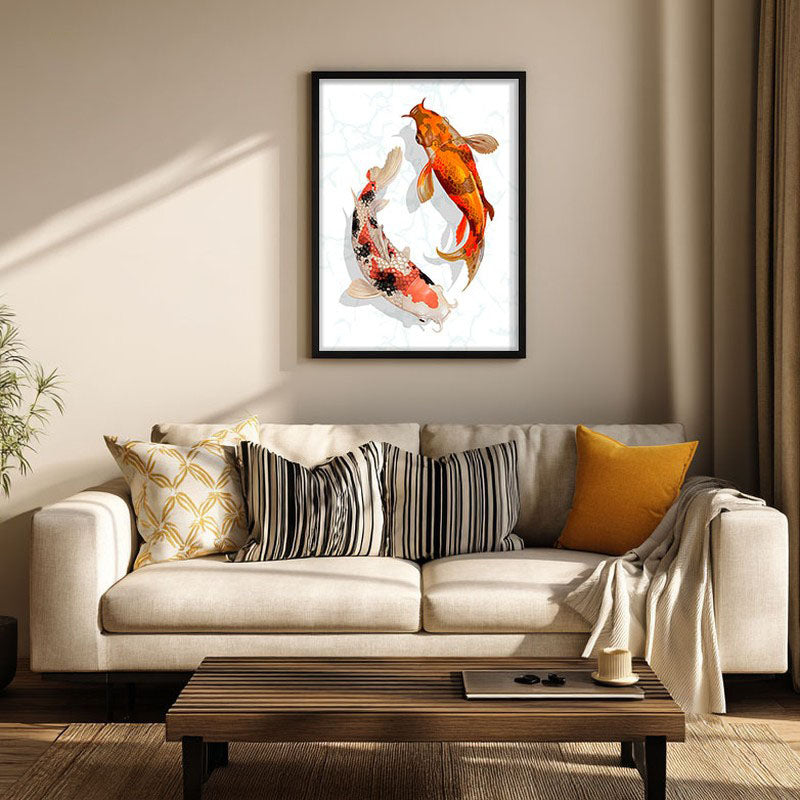 Koi Harmony Archival Paper Wall Art With Frame