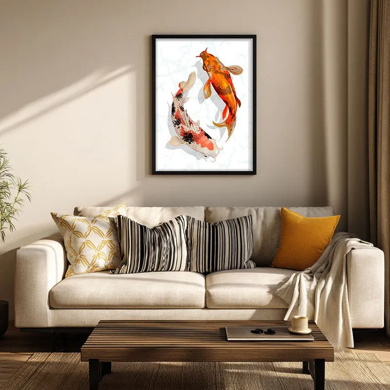 Koi Harmony Archival Paper Wall Art With Frame media 1