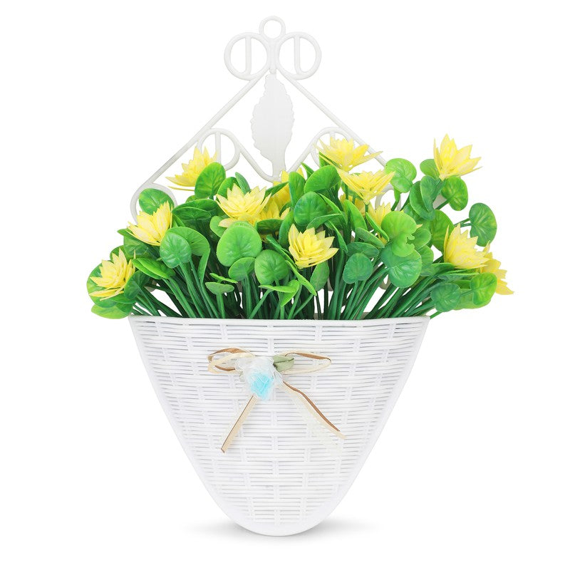 Chromixa Artificial Flower With Wall Pot(Yellow) - Set Of Two media 3