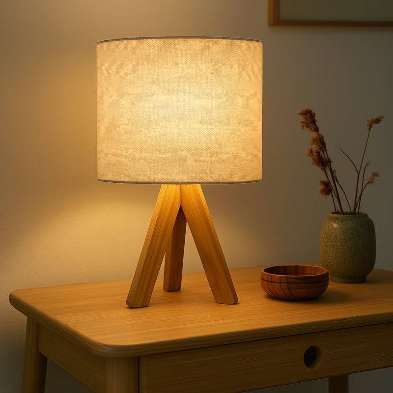 PixelHalo Boho Cotton Table Lamp - OffWhite,Brown