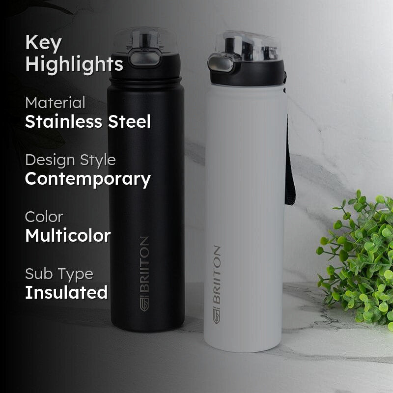 Harpo Sip Hot & Cold Thermos Water Bottle (Black & White, 750 mL Each) - Set Of Two media 2