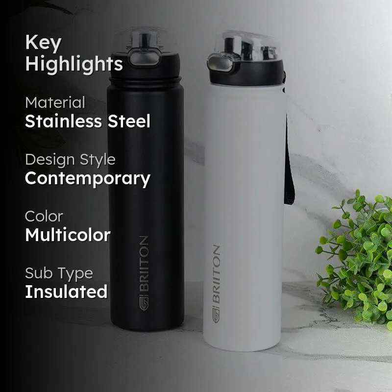 Harpo Sip Hot & Cold Thermos Water Bottle (Black & White, 750 mL Each) - Set Of Two media 2