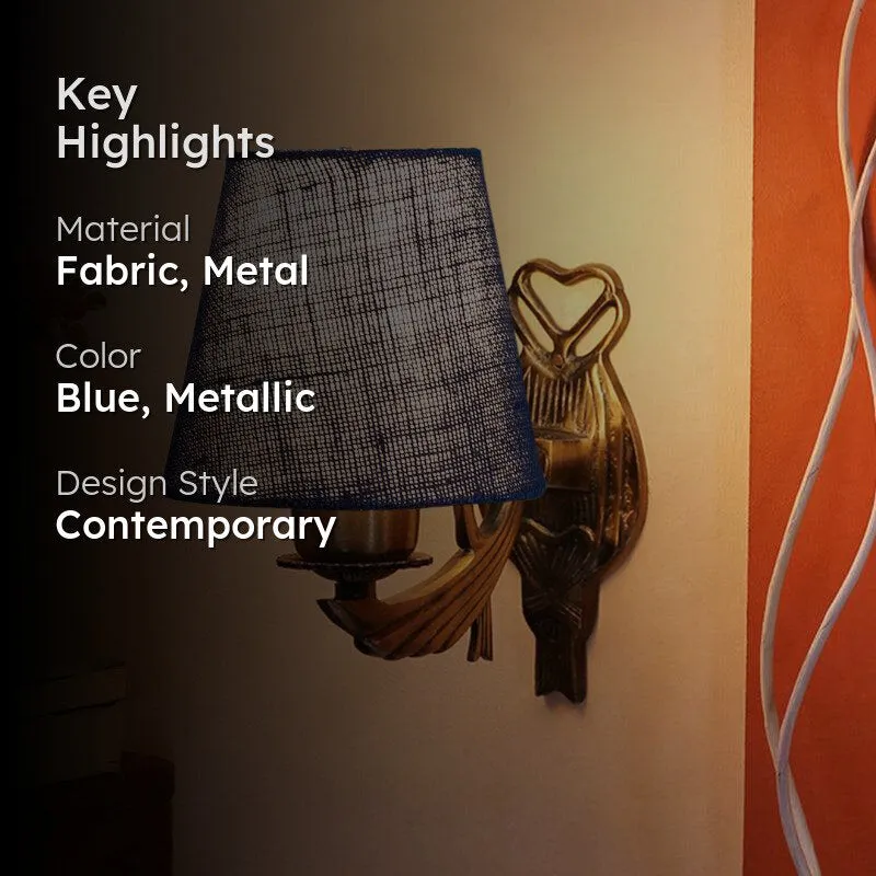 Love Gleam Atva Conical Fabric & Metal Wall Lamp - Blue media 2