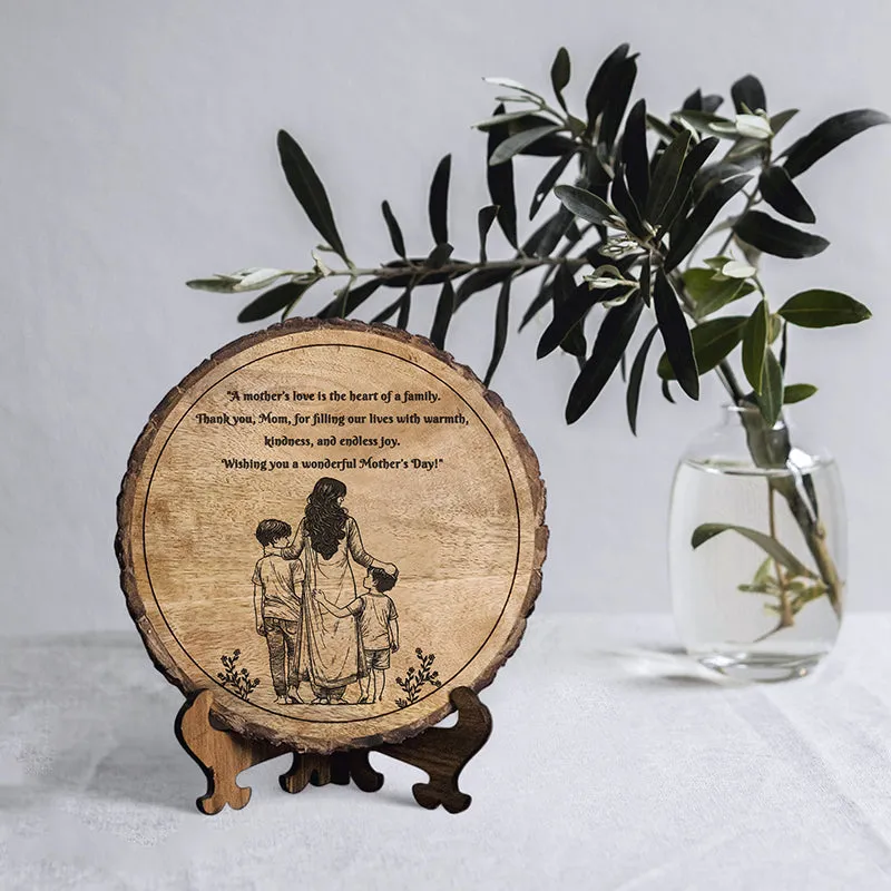 Heart Of Family Wood Showpiece - Round media 1