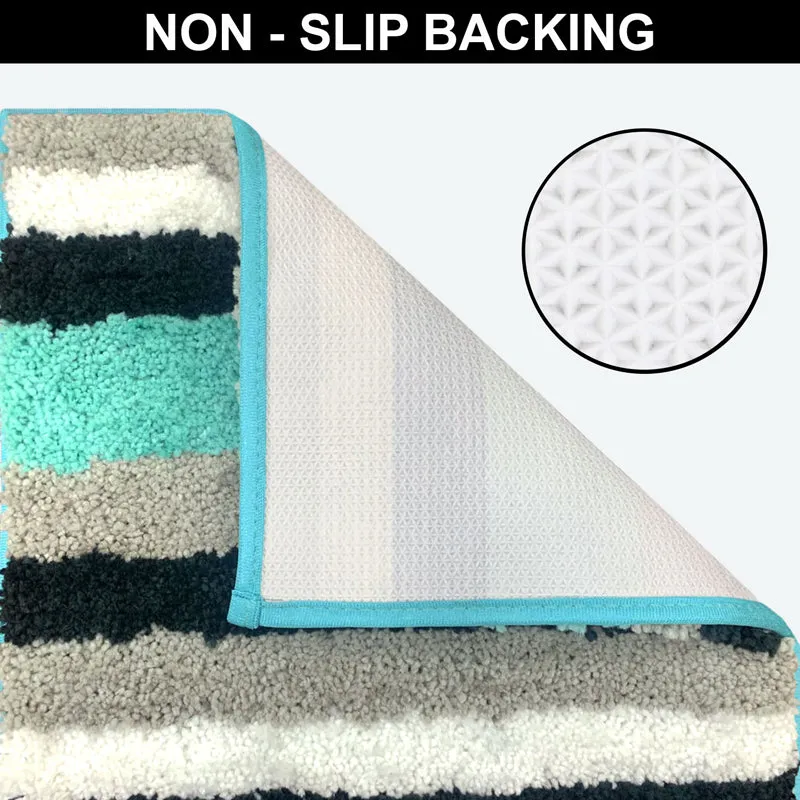 Strip Soft Microfiber Bath Mat - Aqua Blue media 4