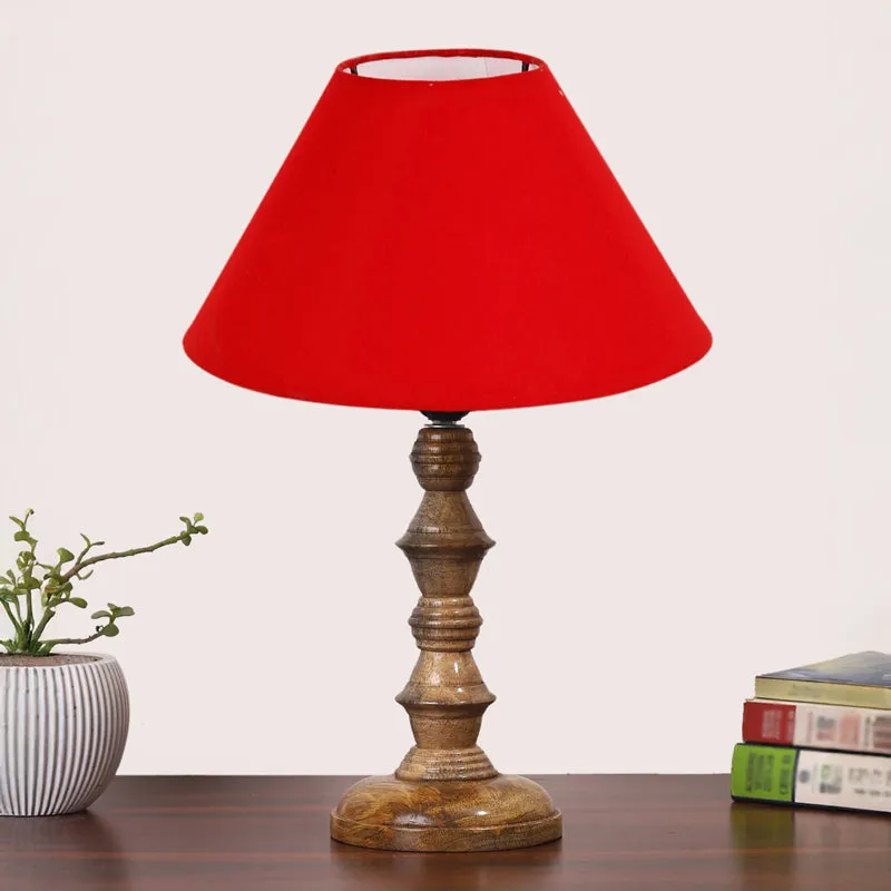 Cotin II Timber Wooden Table Lamp - Red,Brown media 3
