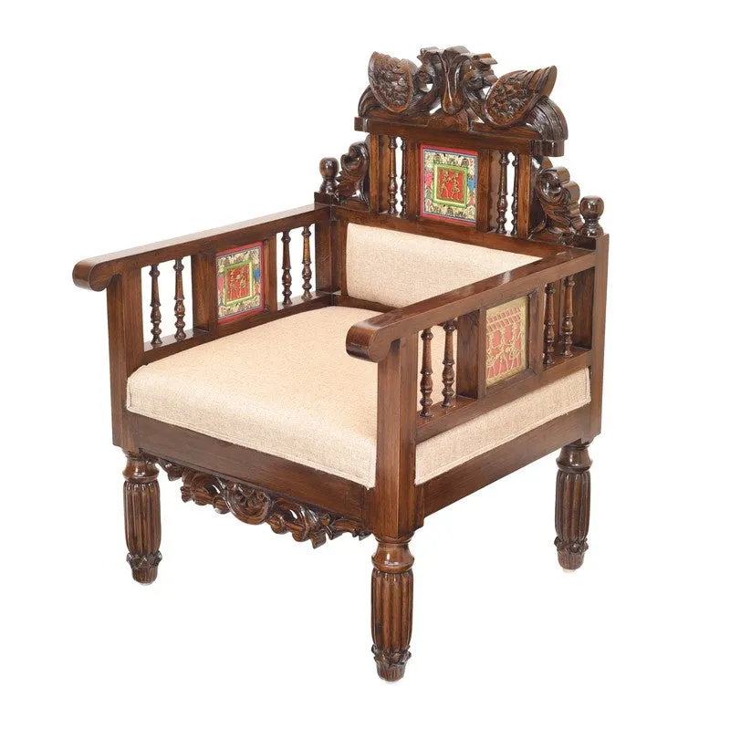 Mallika Teak Wood Accent Chair media 4