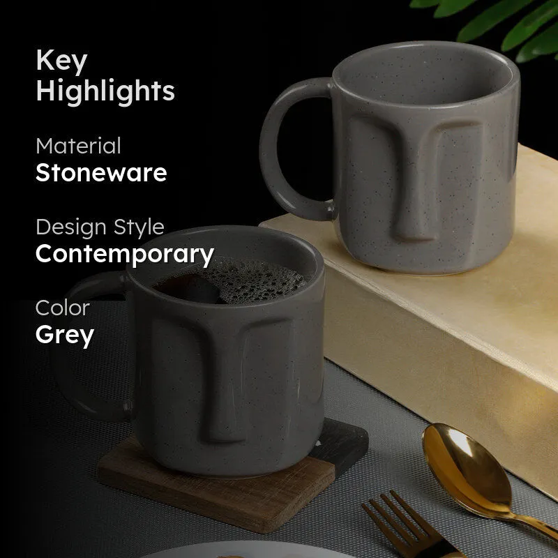 Cuppa Stoneware Coffee Mug (420 mL Each,Grey) - Set Of Two media 2
