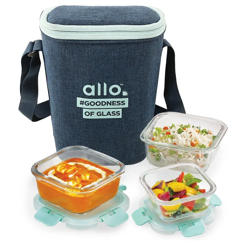 Bitrax Leak Proof Glass Lunch Box with Bag- Set of Three media 5