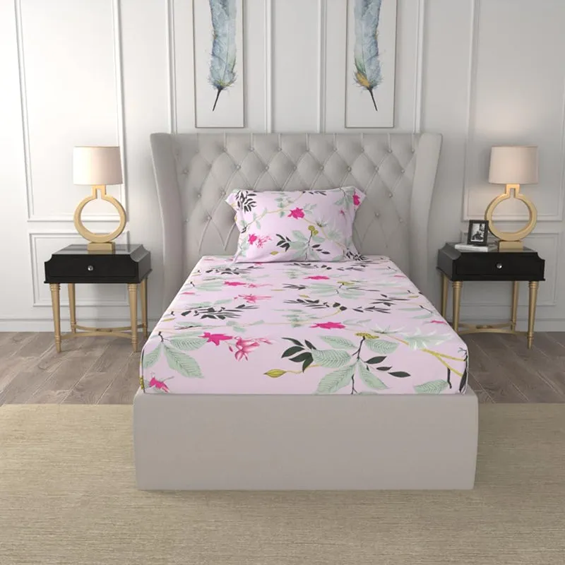 Urban Space Bloom Ray Rose Pink Cotton Bedsheet - 200 TC media 3