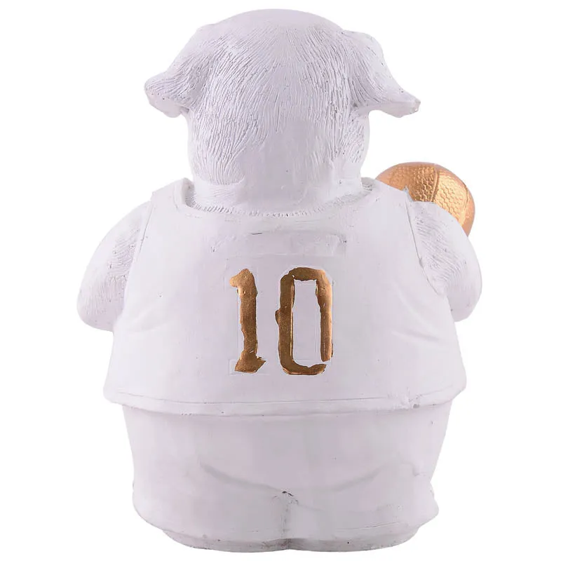 Dribble Dog Painted Polyresin Showpiece - White media 5