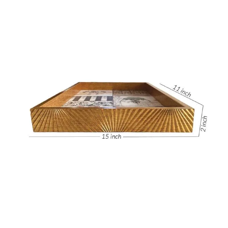 Stripe Stride Wooden Tray - Gold media 4